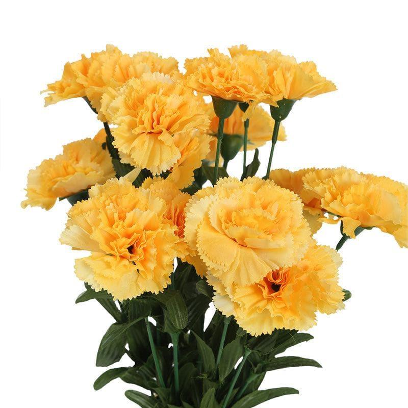 Artificial Flowers - Faux Carnation Bunch (Yellow) - Set Of Two