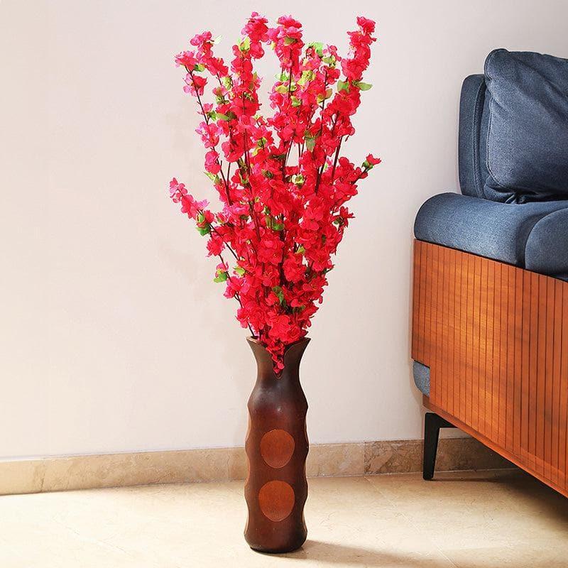 Buy Faux Cherry Blossom Floral Bunch (Red) - Set oF Six Artificial Flowers from Vaaree