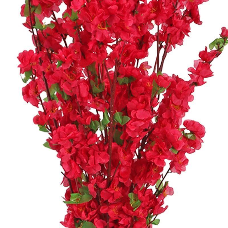 Buy Faux Cherry Blossom Floral Bunch (Red) - Set oF Six Artificial Flowers from Vaaree