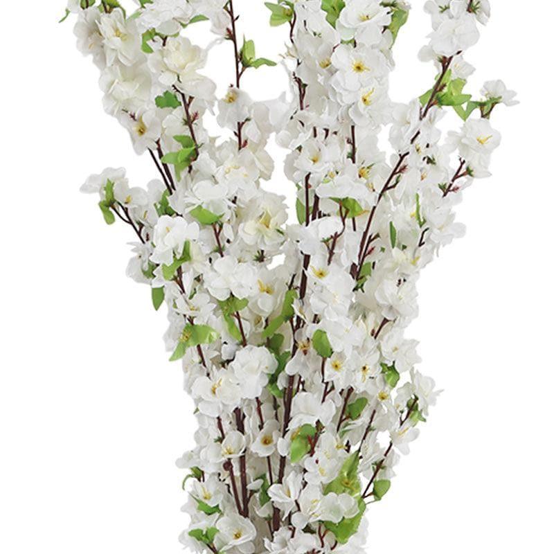 Artificial Flowers - Faux Cherry Blossom Floral Bunch (White) - Set oF Six
