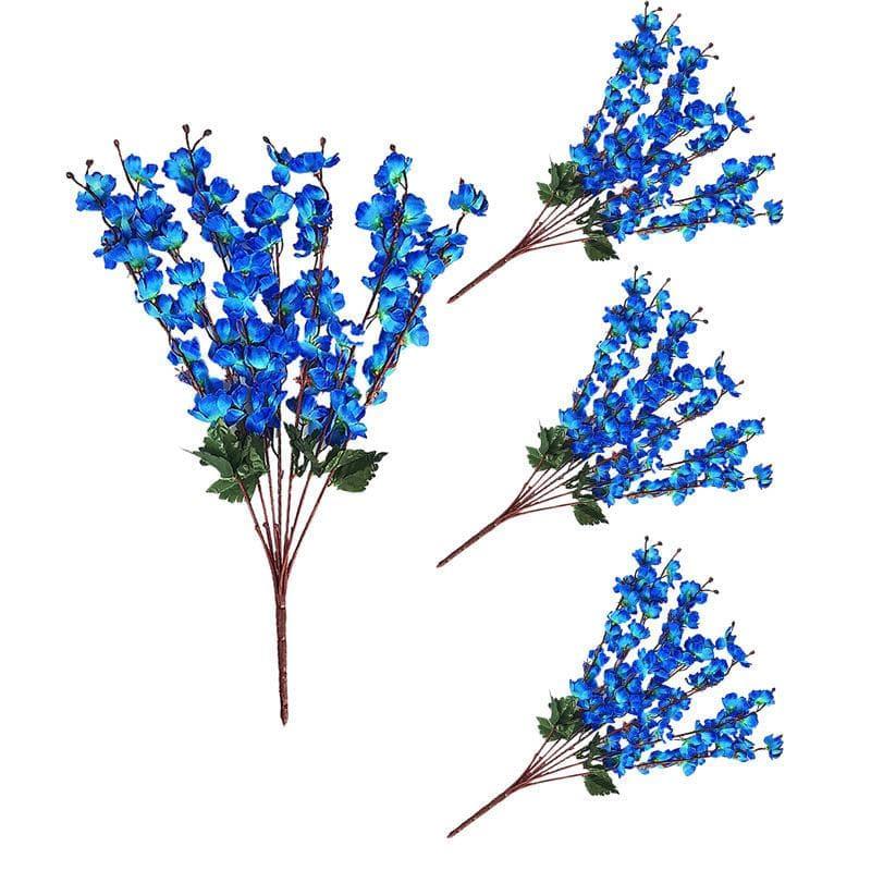 Artificial Flowers - Faux Cherry Blossom Floral Stick (Blue) - Set Of Two