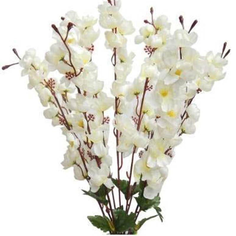 Artificial Flowers - Faux Cherry Blossom Floral Stick - White