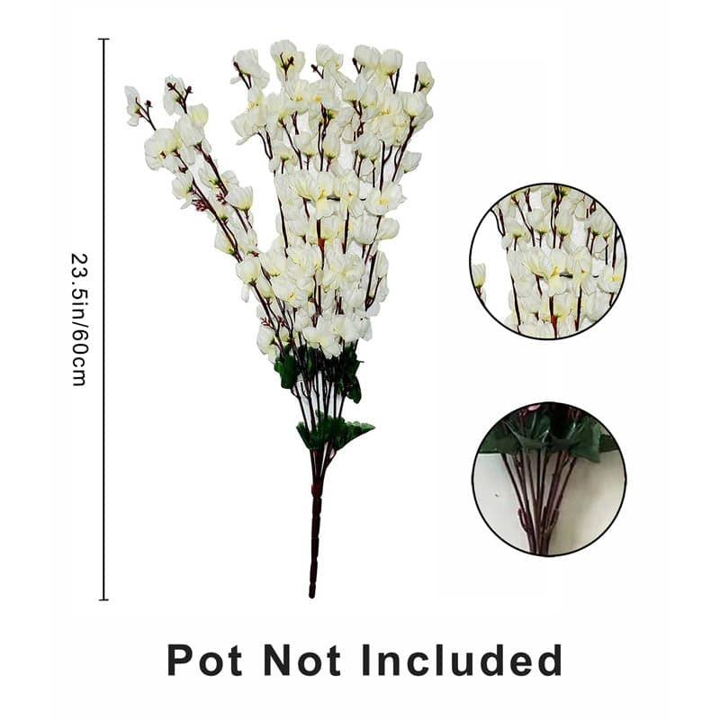 Buy Faux Cherry Blossom Floral Stick - White Artificial Flowers from Vaaree