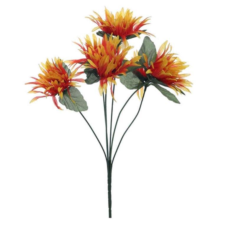 Artificial Flowers - Faux Chrysanthemum Bunch - Orange