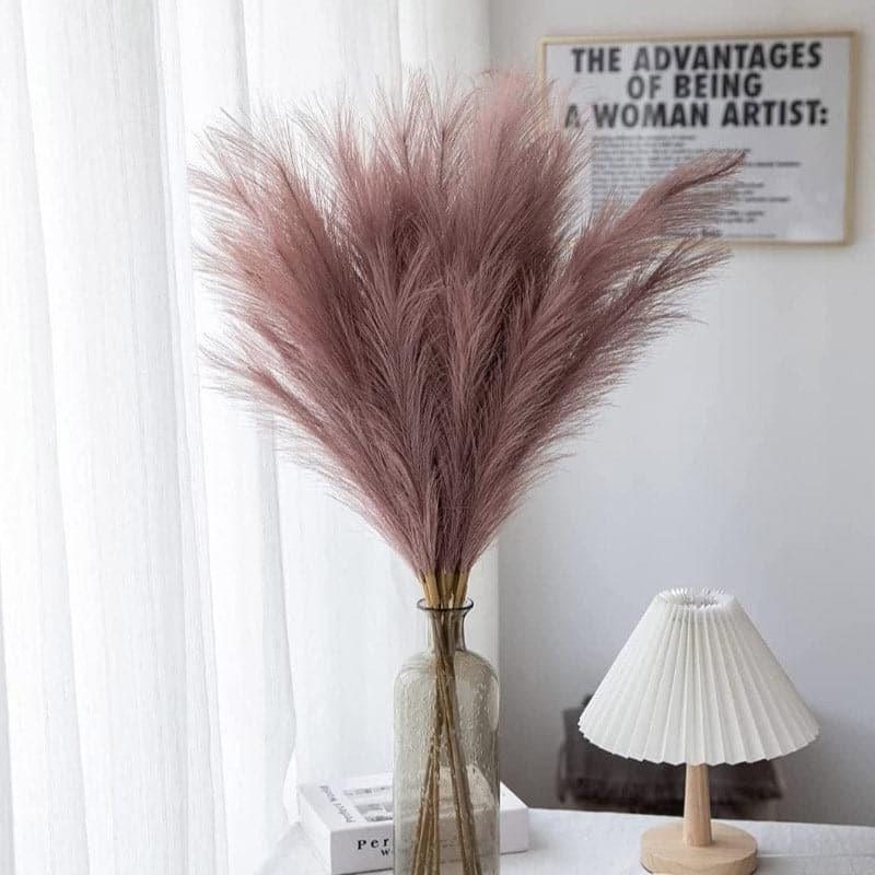 Buy Faux Comet Pampas Grass (Brown) - Set Of Four Artificial Flowers from Vaaree