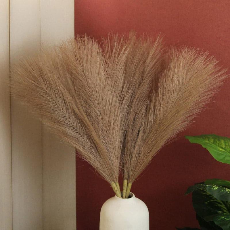 Buy Faux Comet Pampas Grass (Brown) - Set Of Four Artificial Flowers from Vaaree