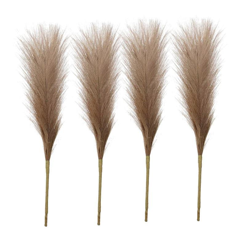 Artificial Flowers - Faux Comet Pampas Grass (Brown) - Set Of Four