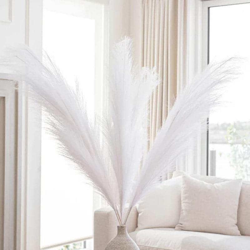 Buy Faux Comet Pampas Grass (White) - Set Of Four Artificial Flowers from Vaaree