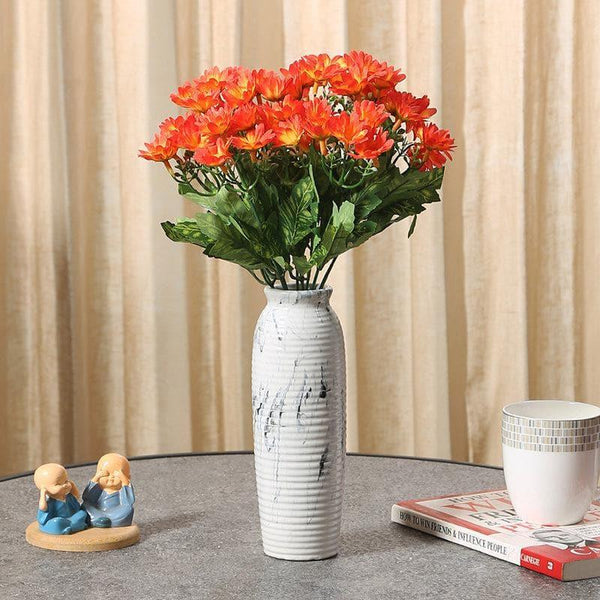 Artificial Flowers - Faux Daisy Floral Bunch (Orange) - Set Of Two