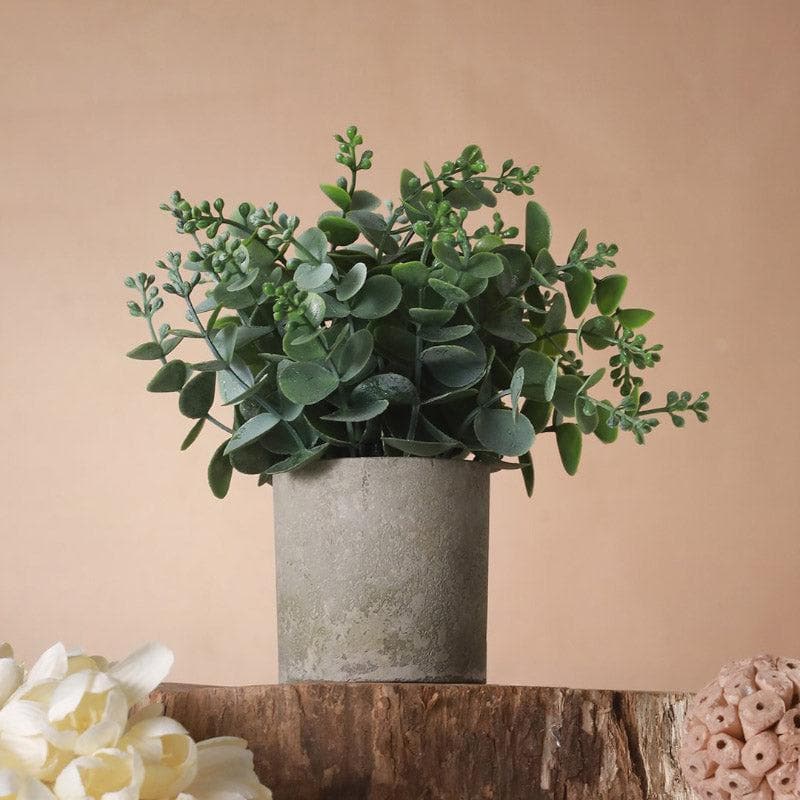 Buy Faux Eucalyptus Plant With Pot Artificial Flowers from Vaaree