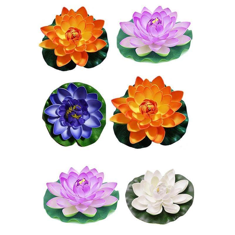 Buy Faux Floating Lotus (Multicolor) - Set Of Six Artificial Flowers from Vaaree