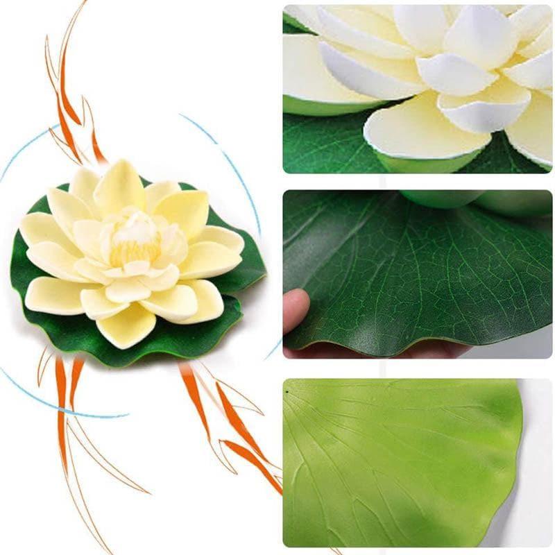 Artificial Flowers - Faux Floating Lotus (Multicolor) - Set Of Six