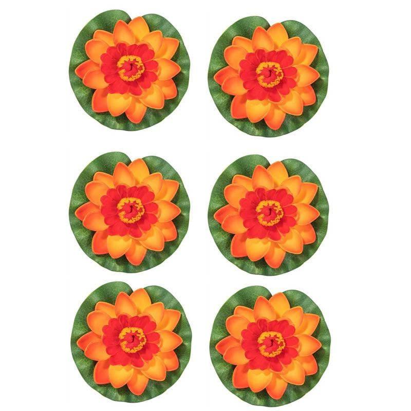 Buy Faux Floating Lotus (Orange) - Set Of Six Artificial Flowers from Vaaree