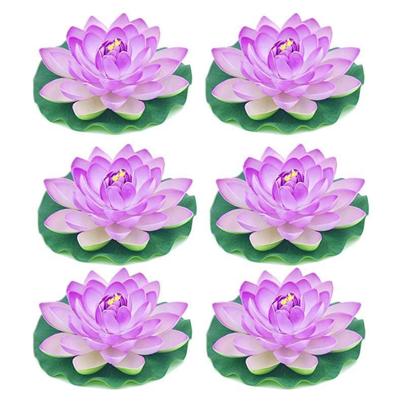 Buy Faux Floating Lotus (Purple) - Set Of Six Artificial Flowers from Vaaree