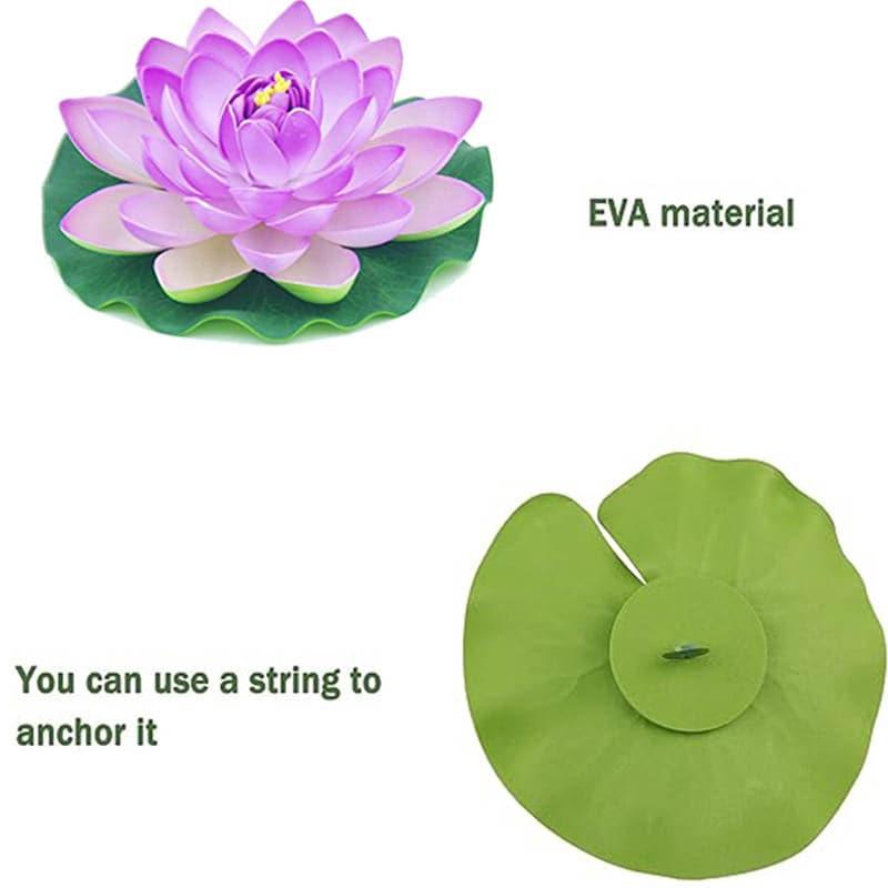 Artificial Flowers - Faux Floating Lotus (Purple) - Set Of Six
