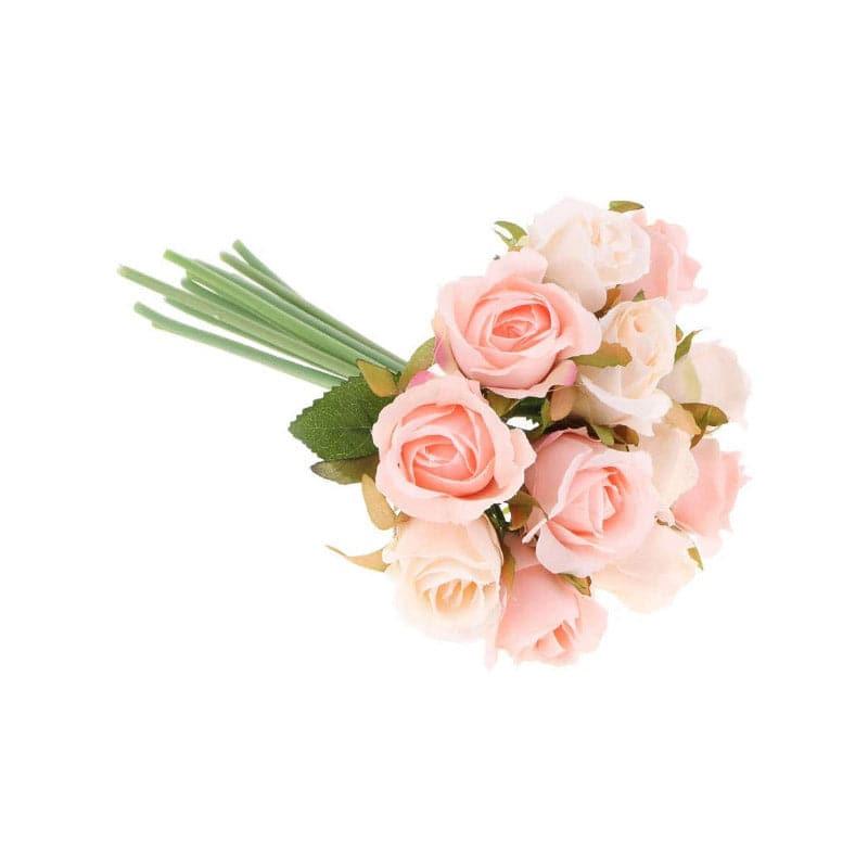 Buy Faux Floribunda Rose Bunch (Pink) - Set Of Twelve Artificial Flowers from Vaaree