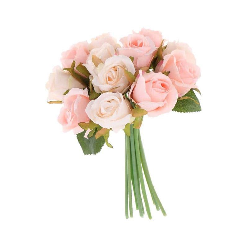 Buy Faux Floribunda Rose Bunch (Pink) - Set Of Twelve Artificial Flowers from Vaaree