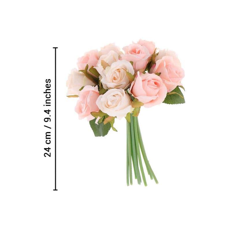 Buy Faux Floribunda Rose Bunch (Pink) - Set Of Twelve Artificial Flowers from Vaaree