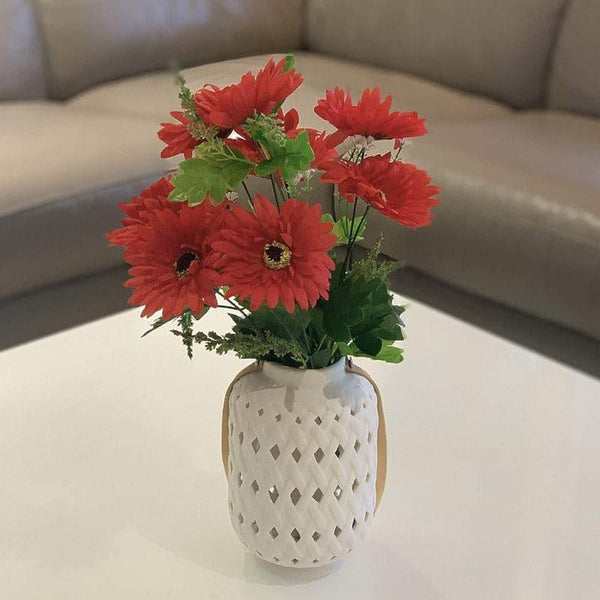 Artificial Flowers - Faux Garabara Flower Bunch - Red