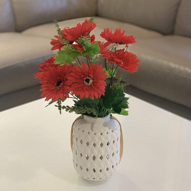 Buy Faux Garabara Daisy Flower Bunch - Red Artificial Flowers from Vaaree