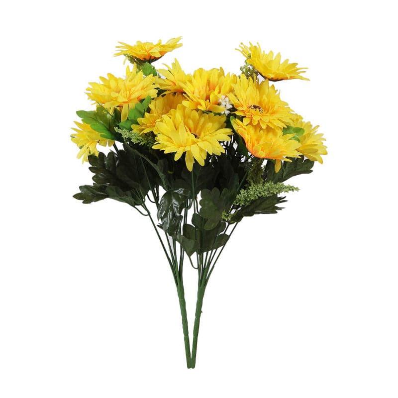 Buy Faux Garabara Daisy Flower Bunch - Yellow Artificial Flowers from Vaaree