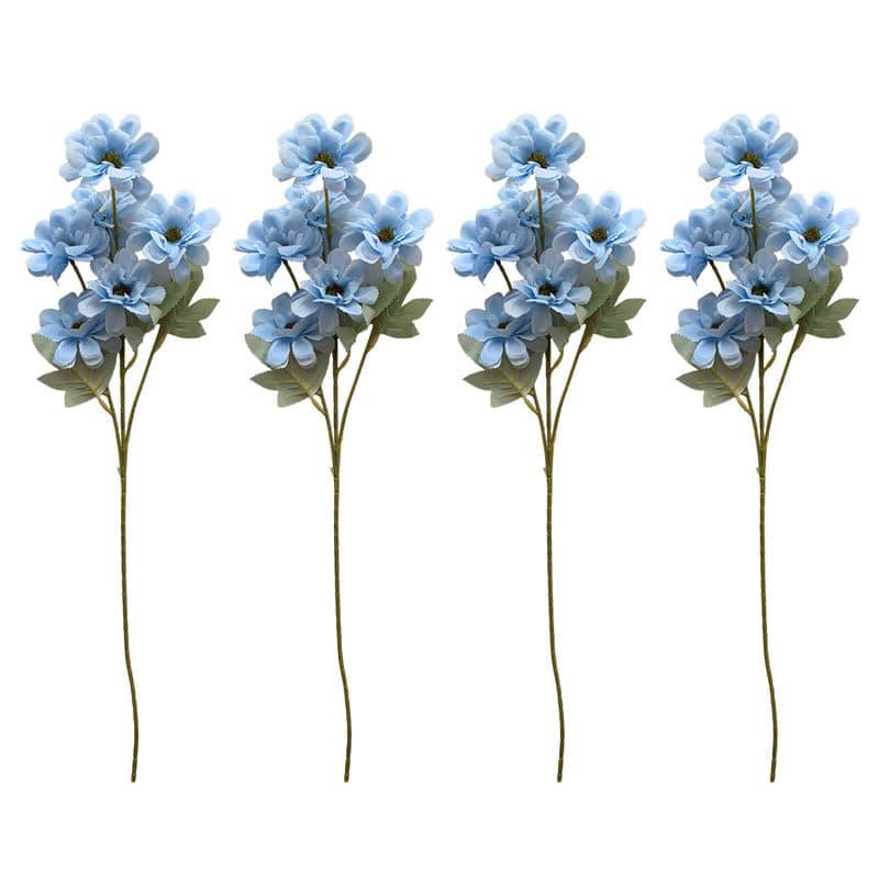 Artificial Flowers - Faux Gerbera Flower Bunch (Blue) - Set Of Four