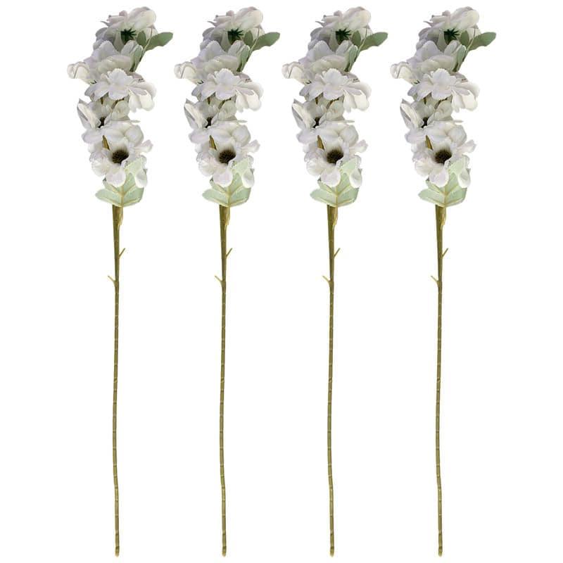 Artificial Flowers - Faux Gerbera Flower Bunch (White) - Set Of Four