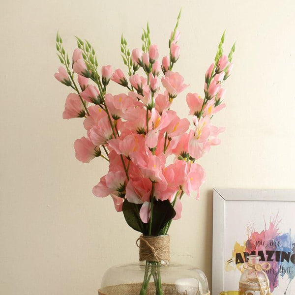 Artificial Flowers - Faux Gladiolus Flower Bunch - Pink