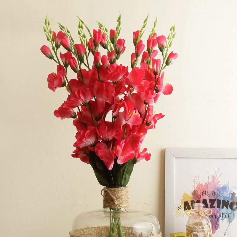 Buy Faux Gladiolus Lily Flower Bunch - Red Artificial Flowers from Vaaree