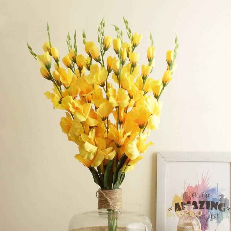 Buy Faux Gladiolus Lily Flower Bunch - Yellow Artificial Flowers from Vaaree