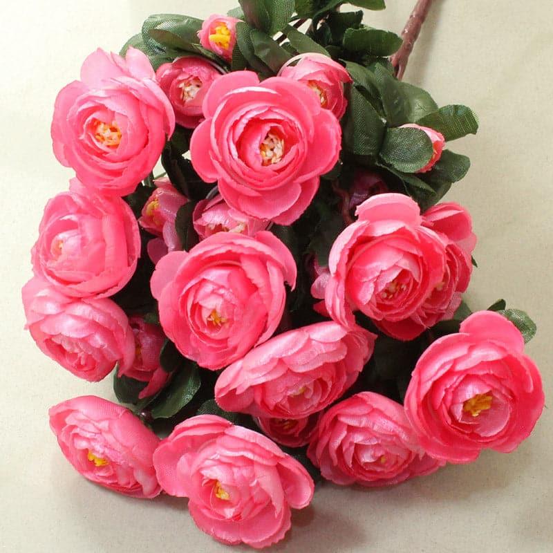 Artificial Flowers - Faux Grandiflora Rose Bunch (Pink) - Set Of Two