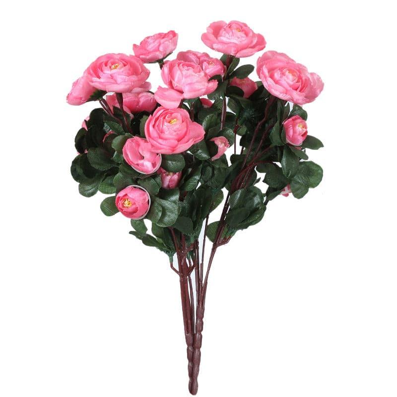 Artificial Flowers - Faux Grandiflora Rose Bunch (Pink) - Set Of Two