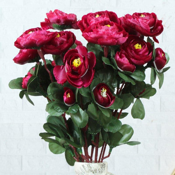 Artificial Flowers - Faux Grandiflora Rose Bunch (Red) - Set Of Two