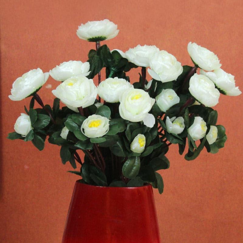 Buy Faux Grandiflora Rose Bunch (White) - Set Of Two Artificial Flowers from Vaaree