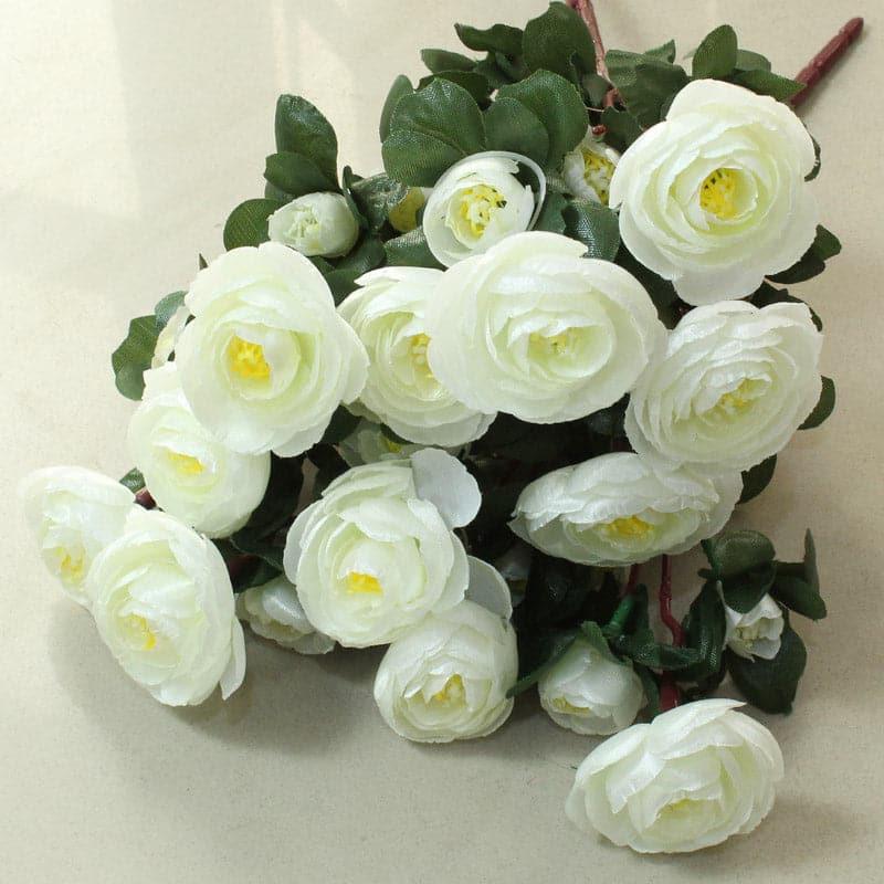 Buy Faux Grandiflora Rose Bunch (White) - Set Of Two Artificial Flowers from Vaaree