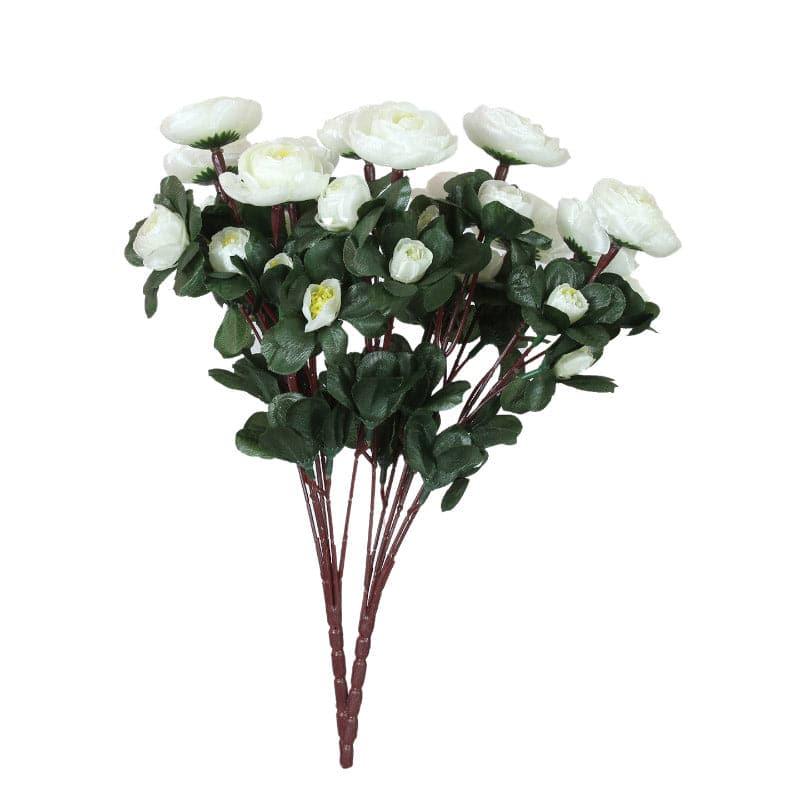 Artificial Flowers - Faux Grandiflora Rose Bunch (White) - Set Of Two