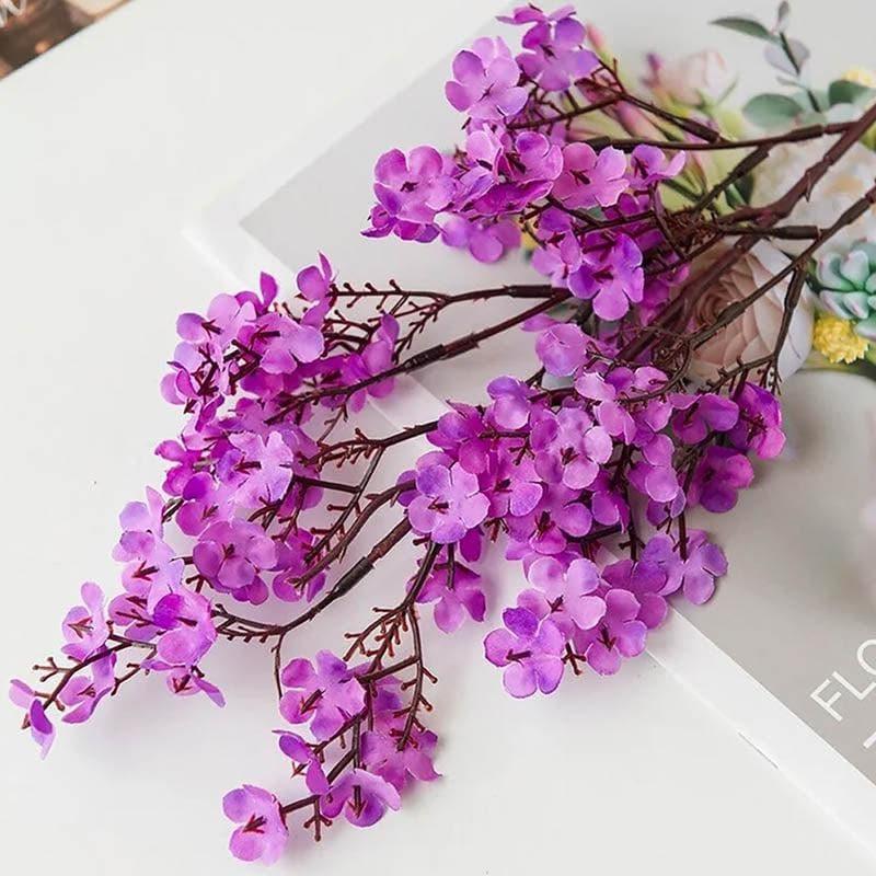 Artificial Flowers - Faux Gypsophila Floral Stick (Purple) - Set Of Four