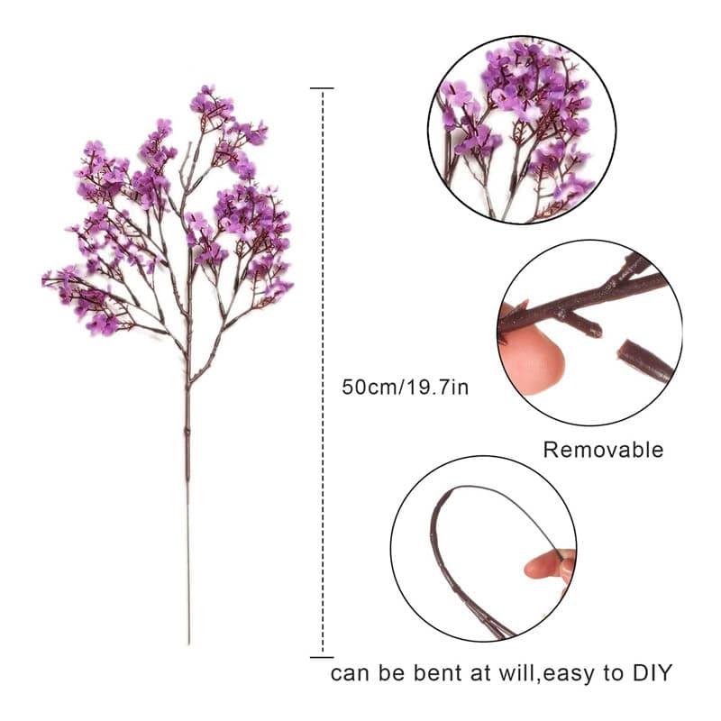 Buy Faux Gypsophila Floral Stick (Purple) - Set Of Four Artificial Flowers from Vaaree