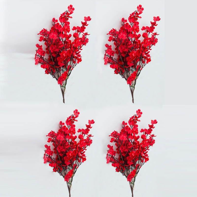 Buy Faux Gypsophila Floral Stick (Red) - Set Of Four Artificial Flowers from Vaaree