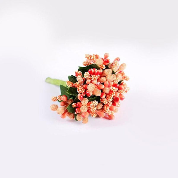 Artificial Flowers - Faux Gypsophilia Flower Bunch (Orange) - Set Of Twelve
