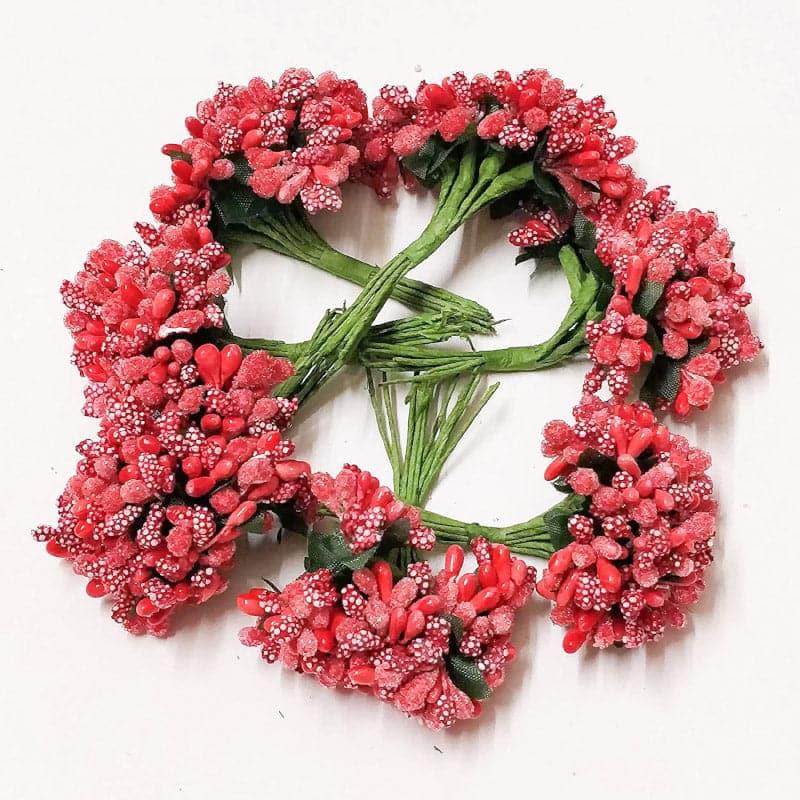 Buy Faux Gypsophilia Flower Bunch (Red) - Set Of Twelve Artificial Flowers from Vaaree