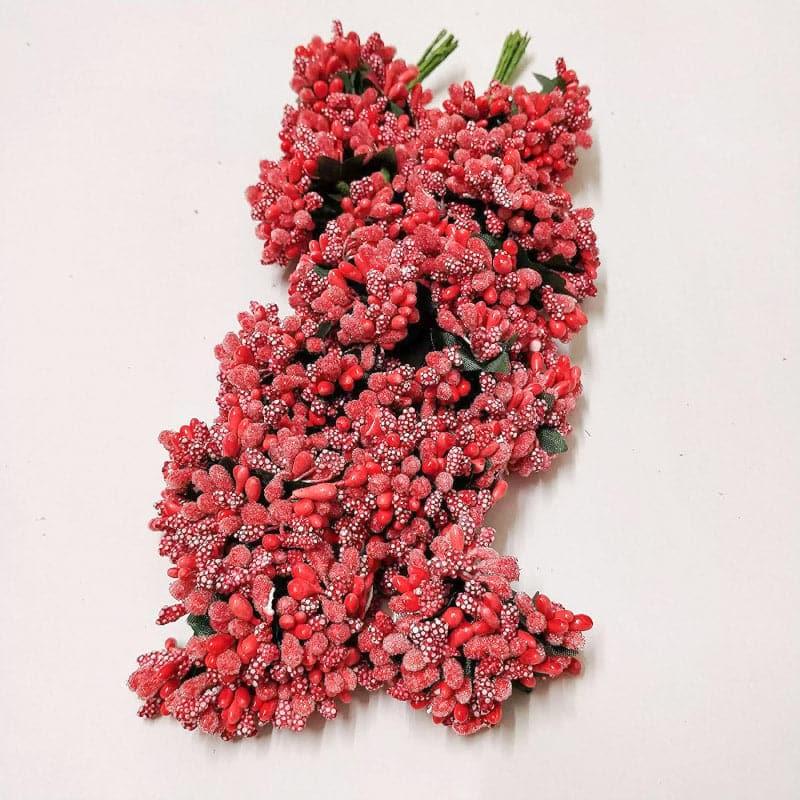 Buy Faux Gypsophilia Flower Bunch (Red) - Set Of Twelve Artificial Flowers from Vaaree