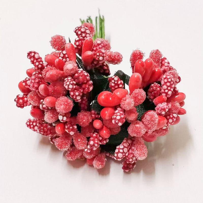 Buy Faux Gypsophilia Flower Bunch (Red) - Set Of Twelve Artificial Flowers from Vaaree