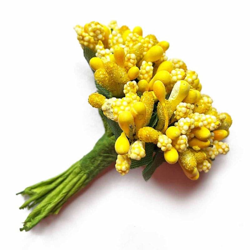 Artificial Flowers - Faux Gypsophilia Flower Bunch (Yellow) - Set Of Twelve