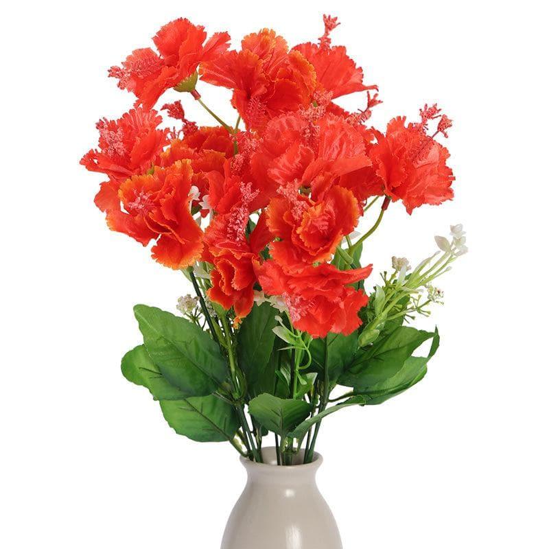 Artificial Flowers - Faux Hibiscus Floral Bunch (Orange) - Set Of Two