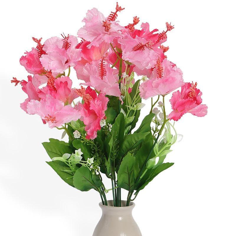 Artificial Flowers - Faux Hibiscus Floral Bunch (Pink) - Set Of Two