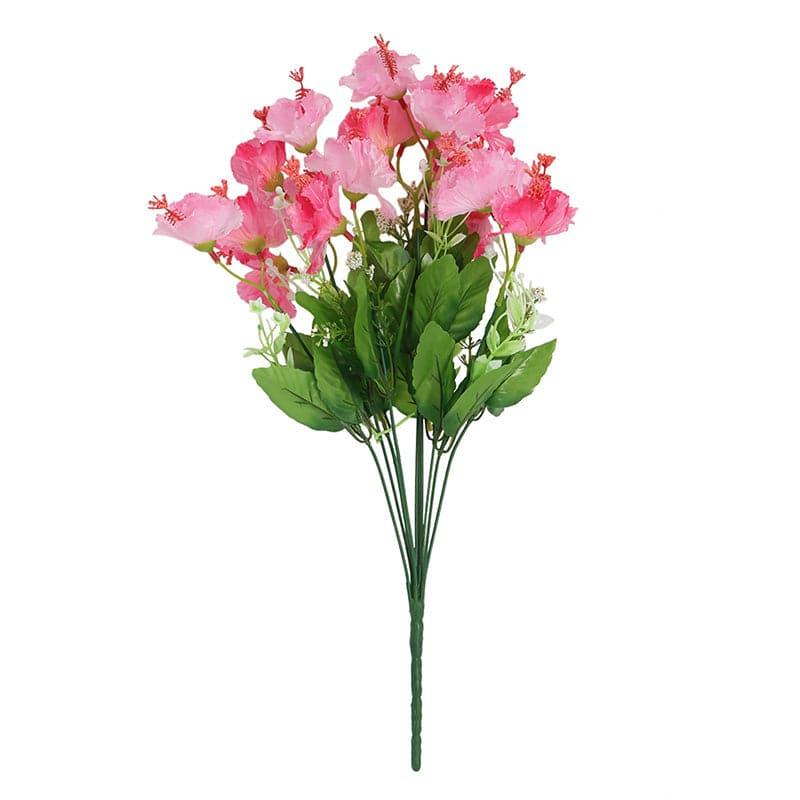 Artificial Flowers - Faux Hibiscus Floral Bunch (Pink) - Set Of Two