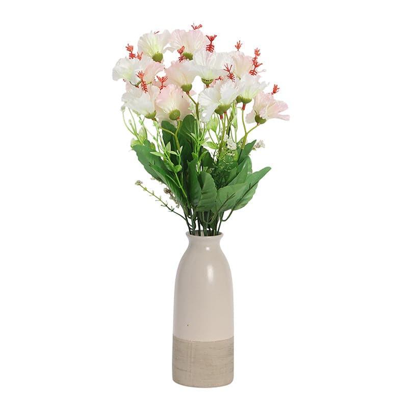 Artificial Flowers - Faux Hibiscus Floral Bunch (White) - Set Of Two