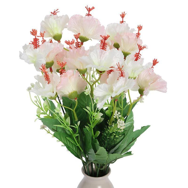 Artificial Flowers - Faux Hibiscus Floral Bunch (White) - Set Of Two