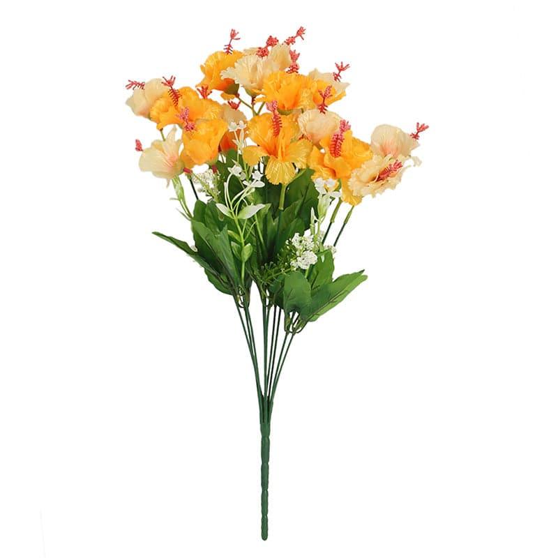 Buy Faux Hibiscus Floral Bunch (Yellow) - Set Of Two Artificial Flowers from Vaaree